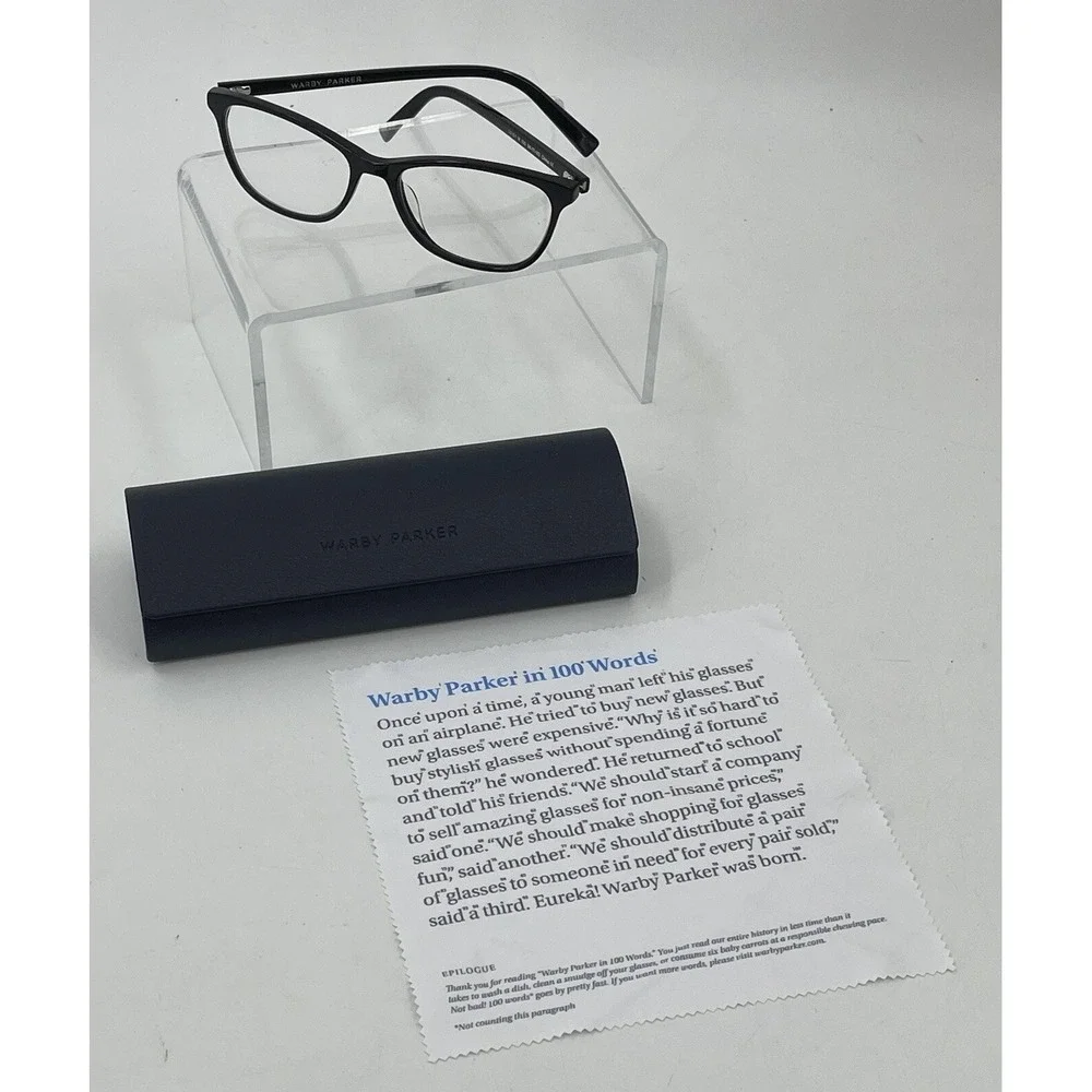 Warby Parker Daisy W100 Black Full Rim Eyeglasses Frames 54-17 142 Case Cloth